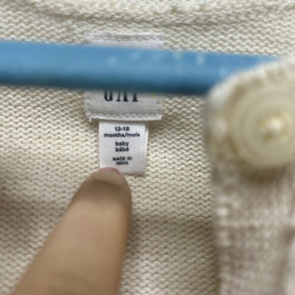 Baby Gap Knit Chunky Cardigan Sweater Cream Ivory Girls 12-18 Month Textured - Picture 3 of 6